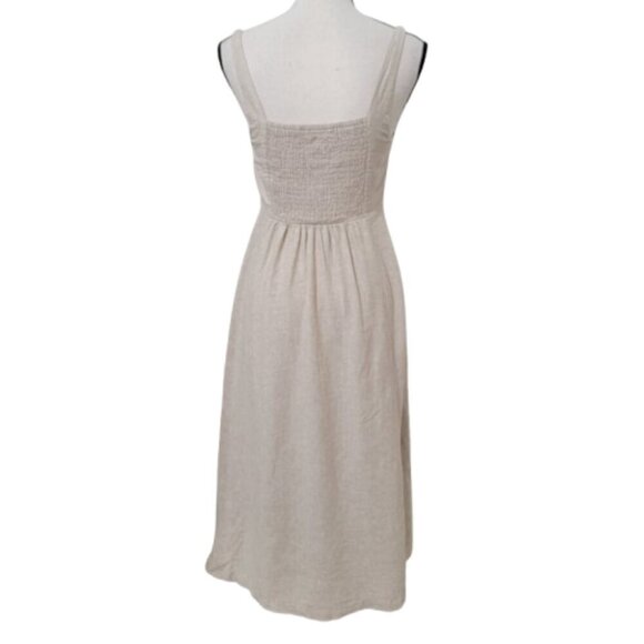 Old Navy Size XS Natural Linen Color, Fit & Flare Linen-Blend Midi Dress - Picture 4 of 13